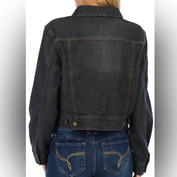 Bebe Black Jean Jacket with Stud Accents - Picture 4 of 10